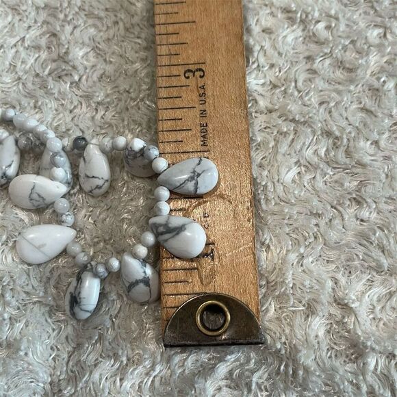 White Howlite Drop Bead Bib Necklace Natural‎ Stone Jewelry Lobster Clasp - Picture 2 of 8